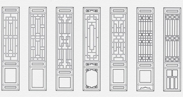 紫金常用中式仿古花窗图案隔断设计图