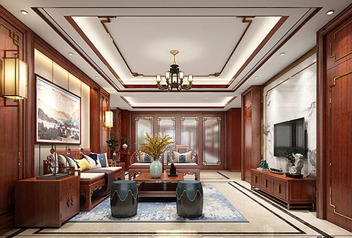 紫金小清新格调的现代简约别墅中式设计装修效果图